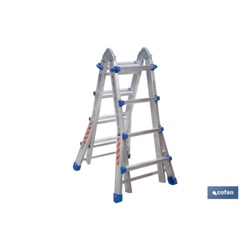 ESCALERA PLUS ALUMINIO MULTIPOSICIÓN 4 x 4 PELDAÑOS Y 3,83 M