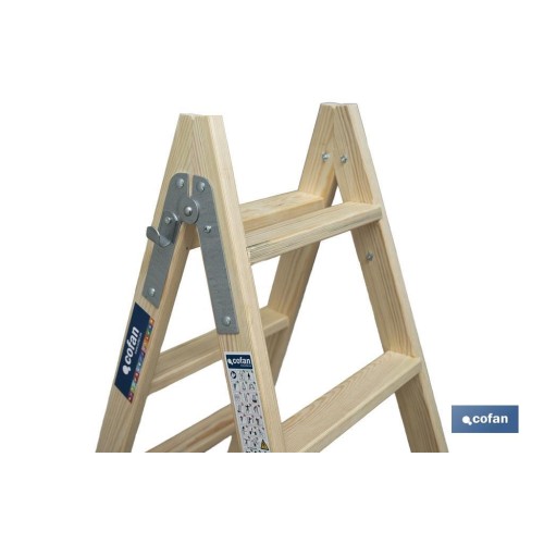 ESCALERA MADERA DOBLE 5 PELDAÑOS 1,25 M