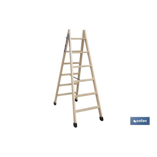ESCALERA MADERA DOBLE 6 PELDAÑOS 1,50 M