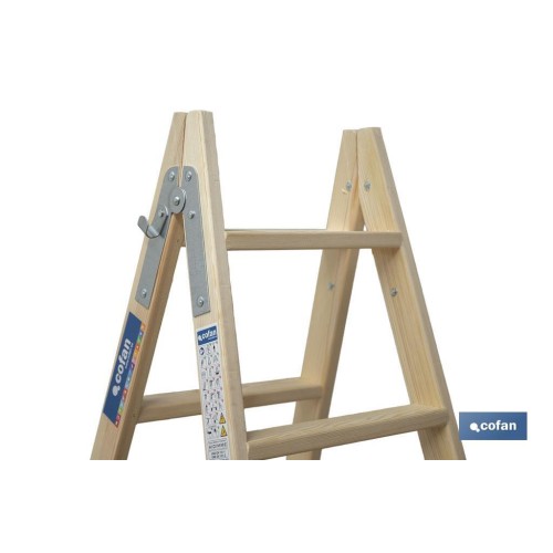 ESCALERA MADERA DOBLE 6 PELDAÑOS 1,50 M