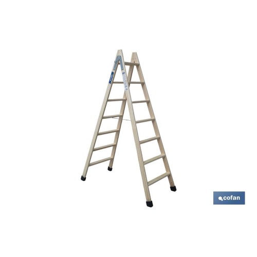 ESCALERA MADERA DOBLE 7 PELDAÑOS 1,75 M