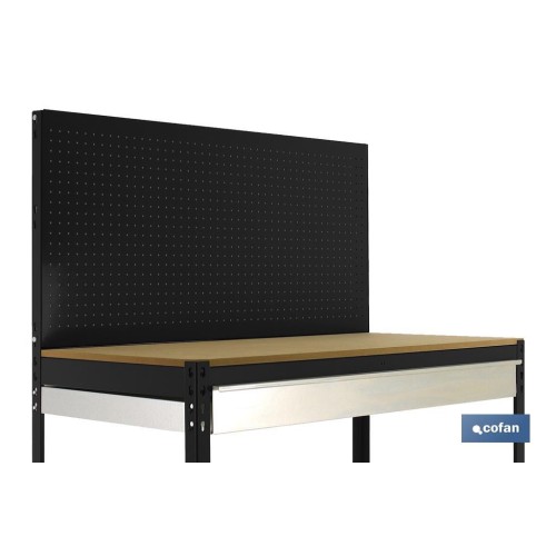 BANCO DE TRABAJO CON CAJÓN Y PANEL ANTRACITA MADERA L-1210 MM