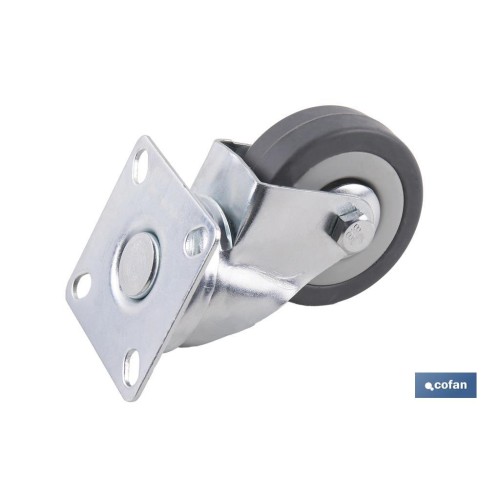 RUEDA GOMA/GRIS PLACA Ø50X18MM