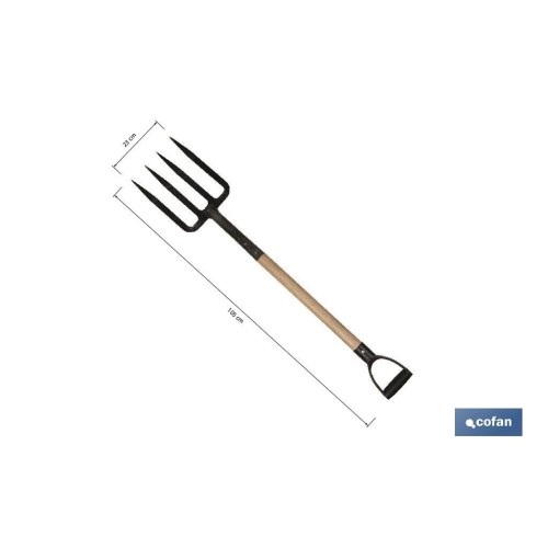 HORCA CAVAR CON MANGO DE MADERA 230 X 1050 MM 2100 G