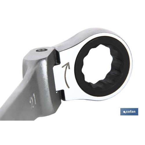LLAVE COMBINADA ARTICULADA 180º DE CARRACA 8MM