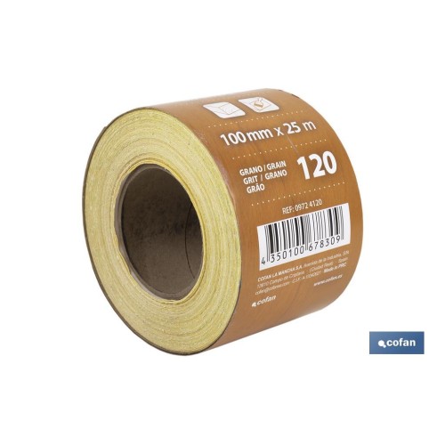 ROLLO LIJA DE PAPEL 100 X 25 M. G.120