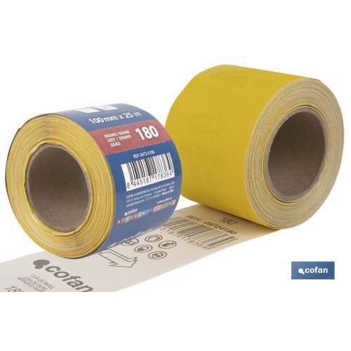 ROLLO LIJA DE PAPEL 100 X 25 M. G.180