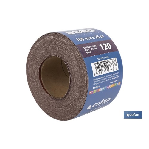 ROLLO LIJA TELA UNIVERSAL 100 X 25 M. G.120