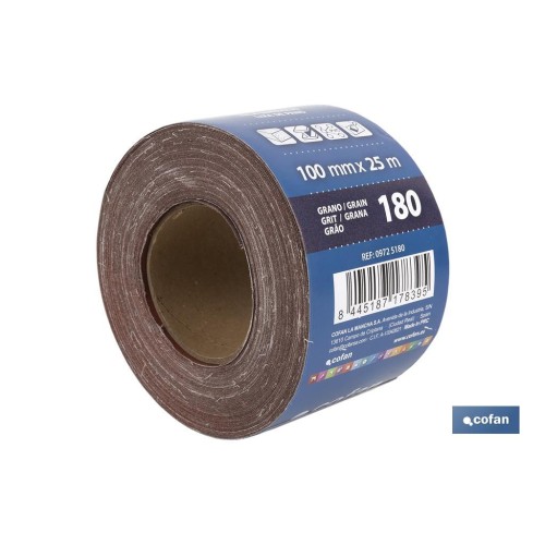 ROLLO LIJA TELA UNIVERSAL 100 X 25 M. G.180