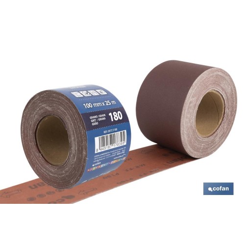 ROLLO LIJA TELA UNIVERSAL 100 X 25 M. G.180