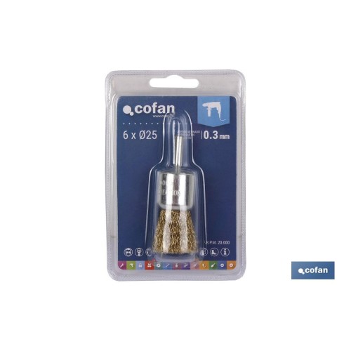 CEPILLO BROCHA ONDULADO 6xØ15 A.LATONADO 0.3mm
