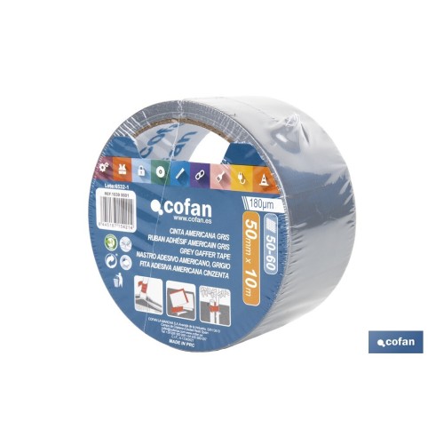 CINTA AMERICANA GRIS 180 MICRAS 50 MM X 10 M