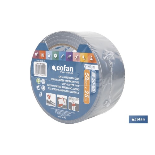 CINTA AMERICANA GRIS 180 MICRAS 50 MM X 25 M