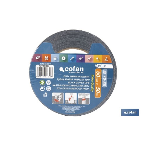 CINTA AMERICANA NEGRA 190 MICRAS 50 MM X 50 M