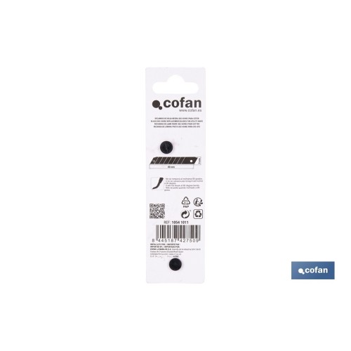 RECAMBIO 10 UDS. HOJA NEGRA SK2 65HRC PARA CÚTER 9 X 80 X 0,6 MM