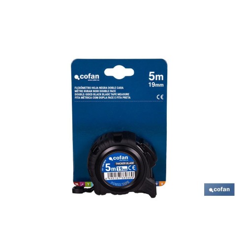 FLEXÓMETRO HOJA NEGRA DOBLE CARA 19 MM X 5 M