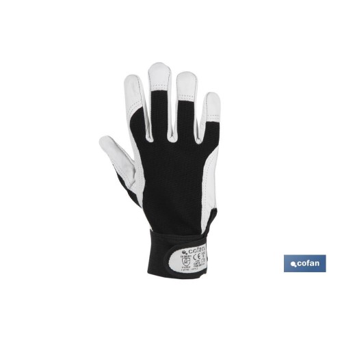 GUANTE VACUNO DORSO TELA + VELCRO T-10