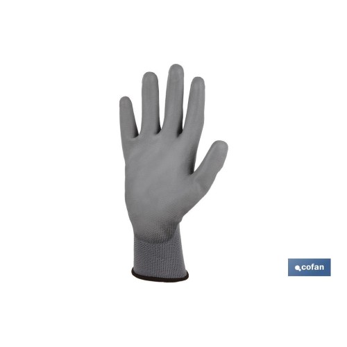 GUANTE 100% POLIEST.  IMPREG. PU GRIS T-10