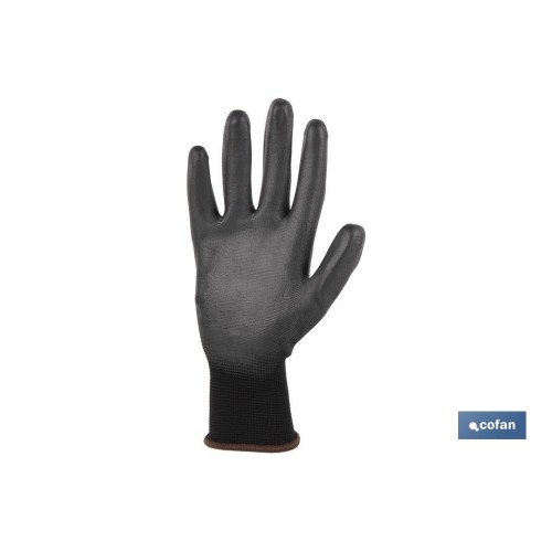 GUANTE 100%  POLIEST.IMPREG. PU NEGRO T-10