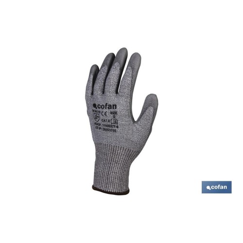 GUANTE ANTICORTE IMPREGNADO PU GRIS T-10