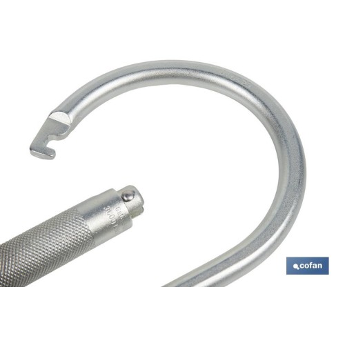 GANCHO DE ACERO CON BLOQUEO AUTOMÁTICO APERTURA 59 MM RUPTURA +23 kN