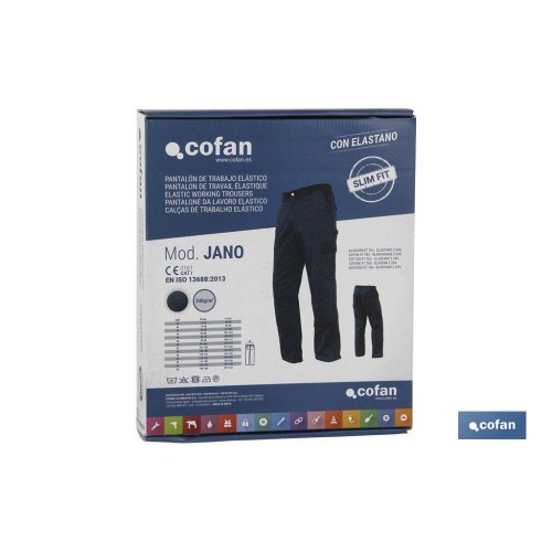 PANTALON TRAB. FLEX. JANO SLIM FIT MARINO/NEGRO T-38