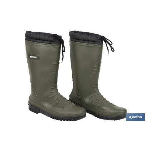 BOTA DE AGUA VERDE/NEGRA CON FORRO POLAR TALLA 36