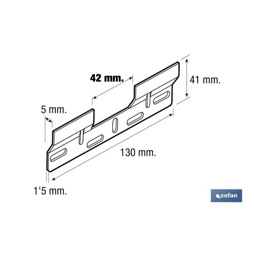 PLACA COLGADOR DOBLE 130 MM CON HUECO 42 MM