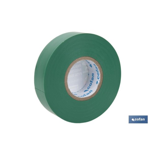 CINTA AISLANTE 180 Micras VERDE 19mmX20 Metros