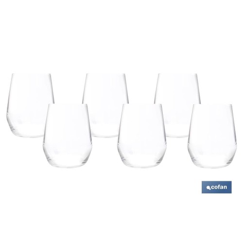 PACK 6 VASOS DE AGUA VIDRIO 38 CL MODELO ÁGATA