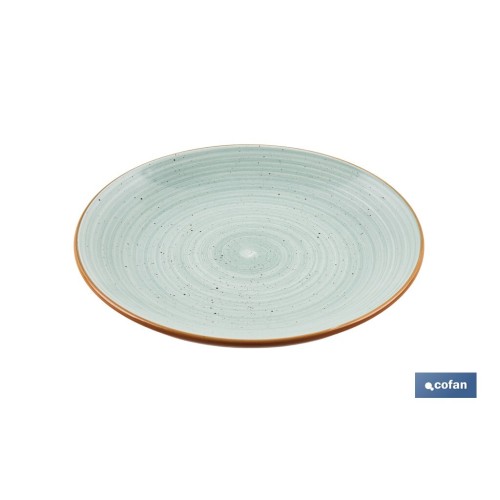 VAJILLA DE CERAMICA PINTADA A MANO VERDE AGUA ESMALTADO CON BORDE VINTAGE 16 PIEZAS
