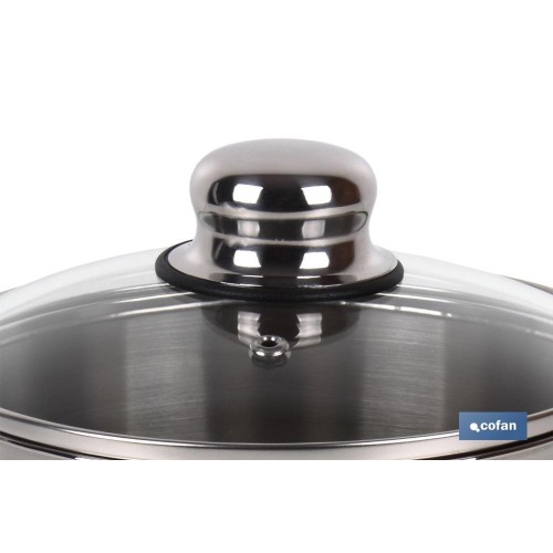 OLLA  INOX INDUCCIÓN.2 L MOD POLENTA TAPA DE VIDRIO Ø160 MM