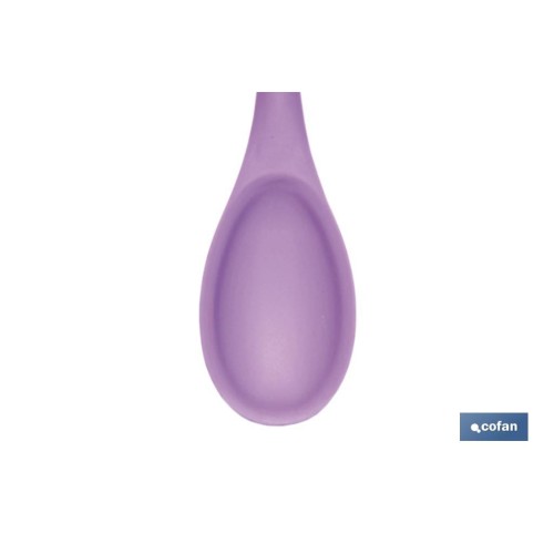 CUCHARA DE COCINA DE SILICONA MORADA MODELO VERGINI 27 X 5,7 CM
