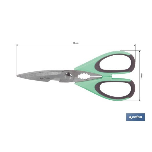 TIJERAS VERDES DE ACERO INOX. MODELO SENA 22 CM