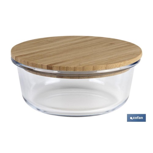 SET DE 2 RECIPIENTES DE BOROSILICATO CON TAPA DE BAMBÚ MODELO PANDA 620 ML - 950 ML