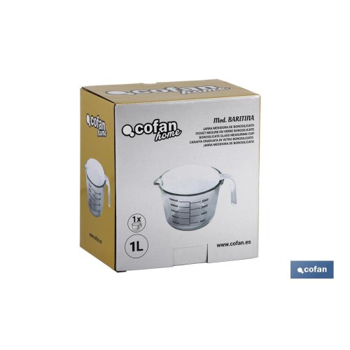 JARRA MEDIDORA DE VIDRIO BOROSILICATO 1 L MODELO BARITINA