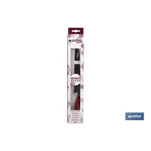 CUCHILLO PANERO HOJA 21cm MODELO AGUACEJO ROJO