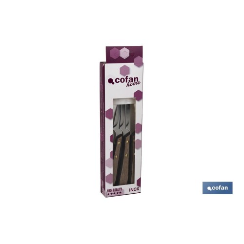 PACK 3 CUCHILLO DE MESA CON FILO HOJA 10cm  MODELO GULASH COLOR NOGAL