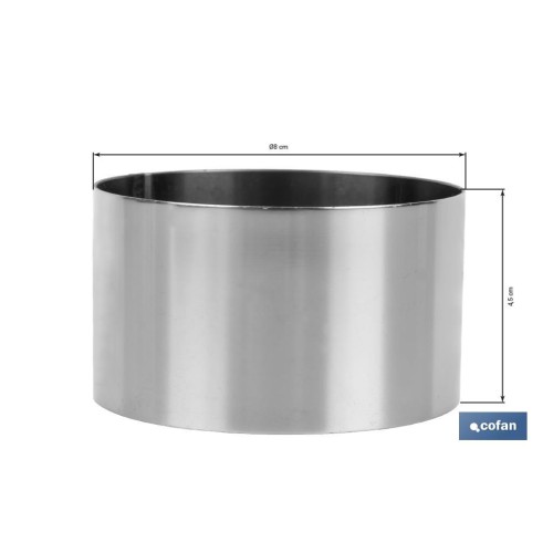 MOLDE REDONDO PARA EMPLATAR ACERO INOXIDABLE  8 X 4.5 CM
