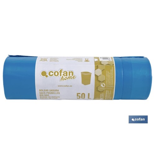 BOLSA DE BASURA  AUTOCIERRE PERFUMADA  70 X70 CM G.120 COLOR AZUL10 UDS 50L