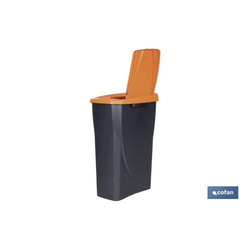 CUBO DE BASURA PARA RECICLAR 25 LITROS  COLOR NARANJA 21.5 X 36 X 51 CM