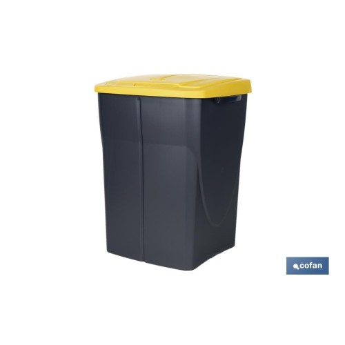 CUBO DE BASURA PARA RECICLAR 45 LITROS  COLOR AMARILLO 36.5 X 36 X 51  CM