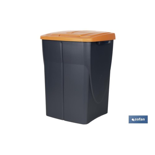 CUBO DE BASURA PARA RECICLAR 45 LITROS  COLOR NARANJA 36.5 X 36 X 51  CM