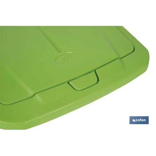 CUBO DE BASURA PARA RECICLAR 45 LITROS  COLOR VERDE 36.5 X 36 X 51  CM