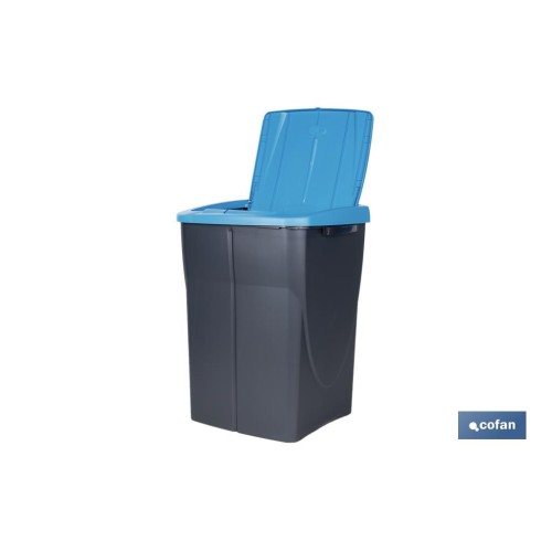 CUBO DE BASURA PARA RECICLAR 45 LITROS  COLOR AZUL 36.5 X 36 X 51  CM