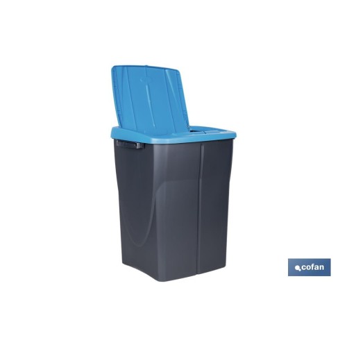 CUBO DE BASURA PARA RECICLAR 45 LITROS  COLOR AZUL 36.5 X 36 X 51  CM