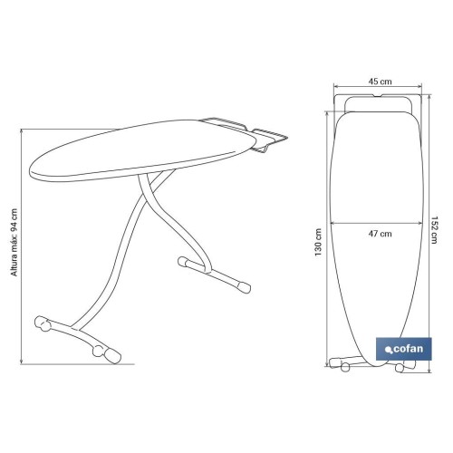 TABLA PLANCHAR 130X47cm MODELO VITTORIA DISEÑO 1
