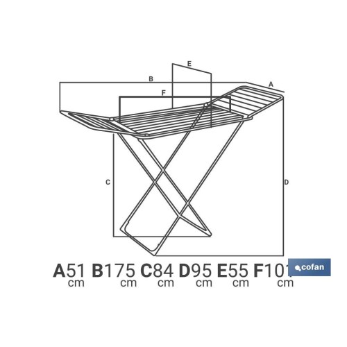 TENDEDERO SUELO CON ALAS PLEGABLES DE ACERO+ RUEDAS,18 m