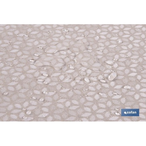 MANTEL REDONDO PETALOS ANTIMANCHAS RESINADO JACQUARD CONFECCIONADO 50% ALGODÓN 50% POLIESTER  1,40 M