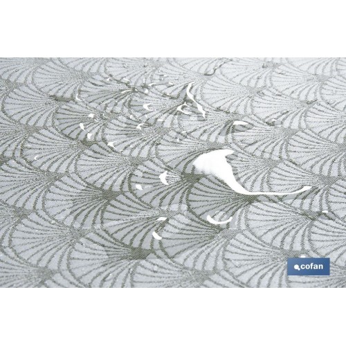 MANTEL REDONDO ARCOS VERDES ANTIMANCHAS RESINADO JACQUARD CONFECCIONADO 50% ALGODÓN 50% POLIESTER 1,60 M